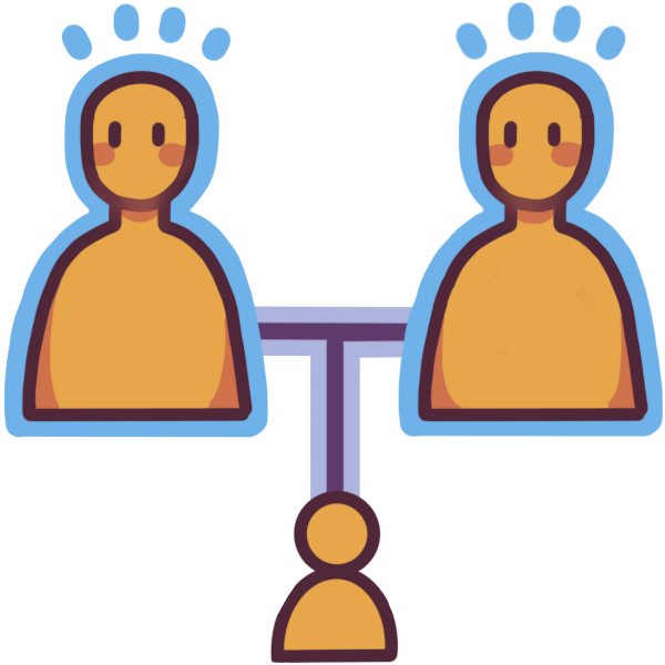 two parents with one child, and both parents are highlighted in blue